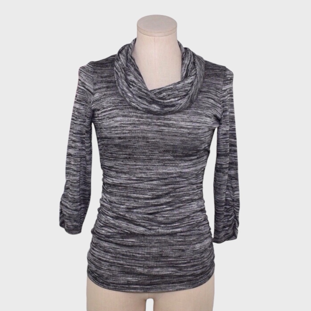 AB Studio Gray Space Dye Cowl Neck Top